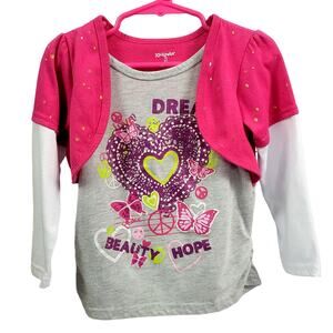 Kidgets Pink and‎ Gray Tee with Shrug Size 3T